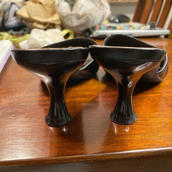 Anne Michelle black square toe kitten heels size 6.5 - Picture 4 of 8